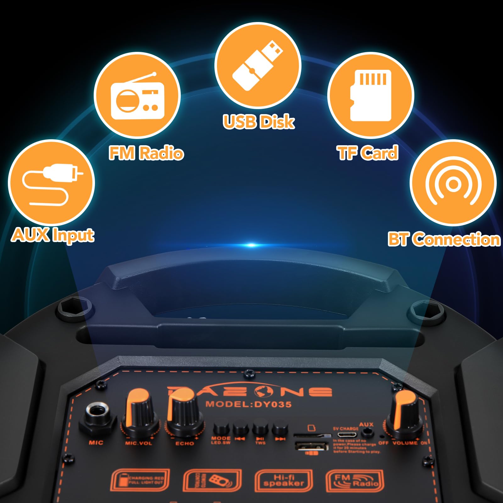 ROXAAN TWS Karaoke PA System Machine Set with Wired Microphone, Wireless Bluetooth Speaker with Remote for Party Events Singing,